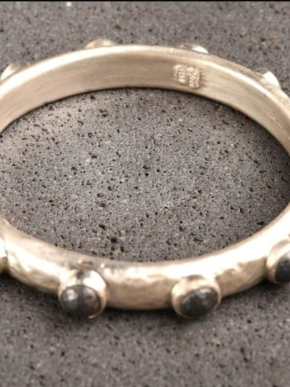 Sterling Silver Dot Accent Bangle - Silver